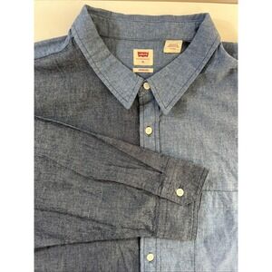 Levi's‎ Mens Button-Up Denim Shirt Blue XL Long Sleeve Chest Pockets Cotton